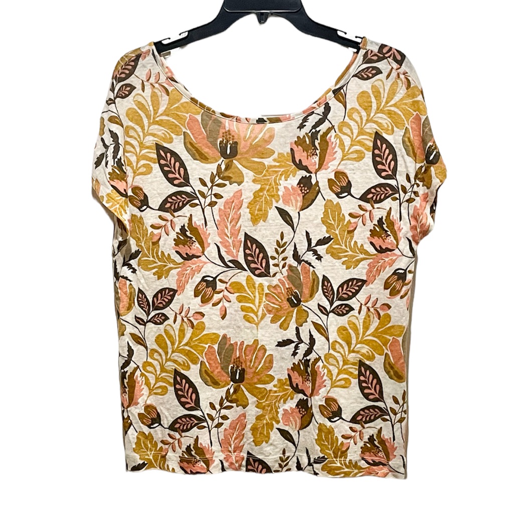 Rachel Zoe Linen Floral Button Back Top